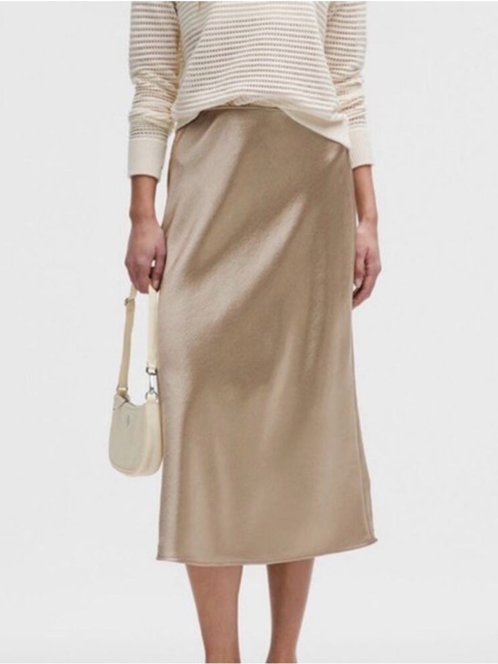 lululemon athletica Beige Midi Satin Skirt